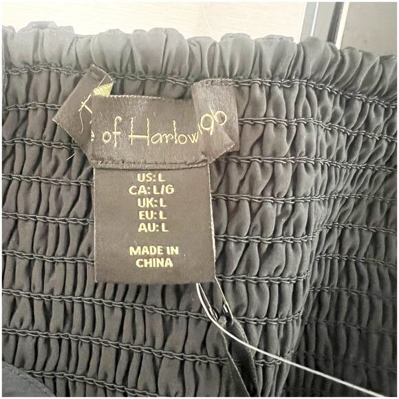 House of Harlow 1960 Satin Black Crop Top with Adjustable Straps Size Large - Picture 5 of 7